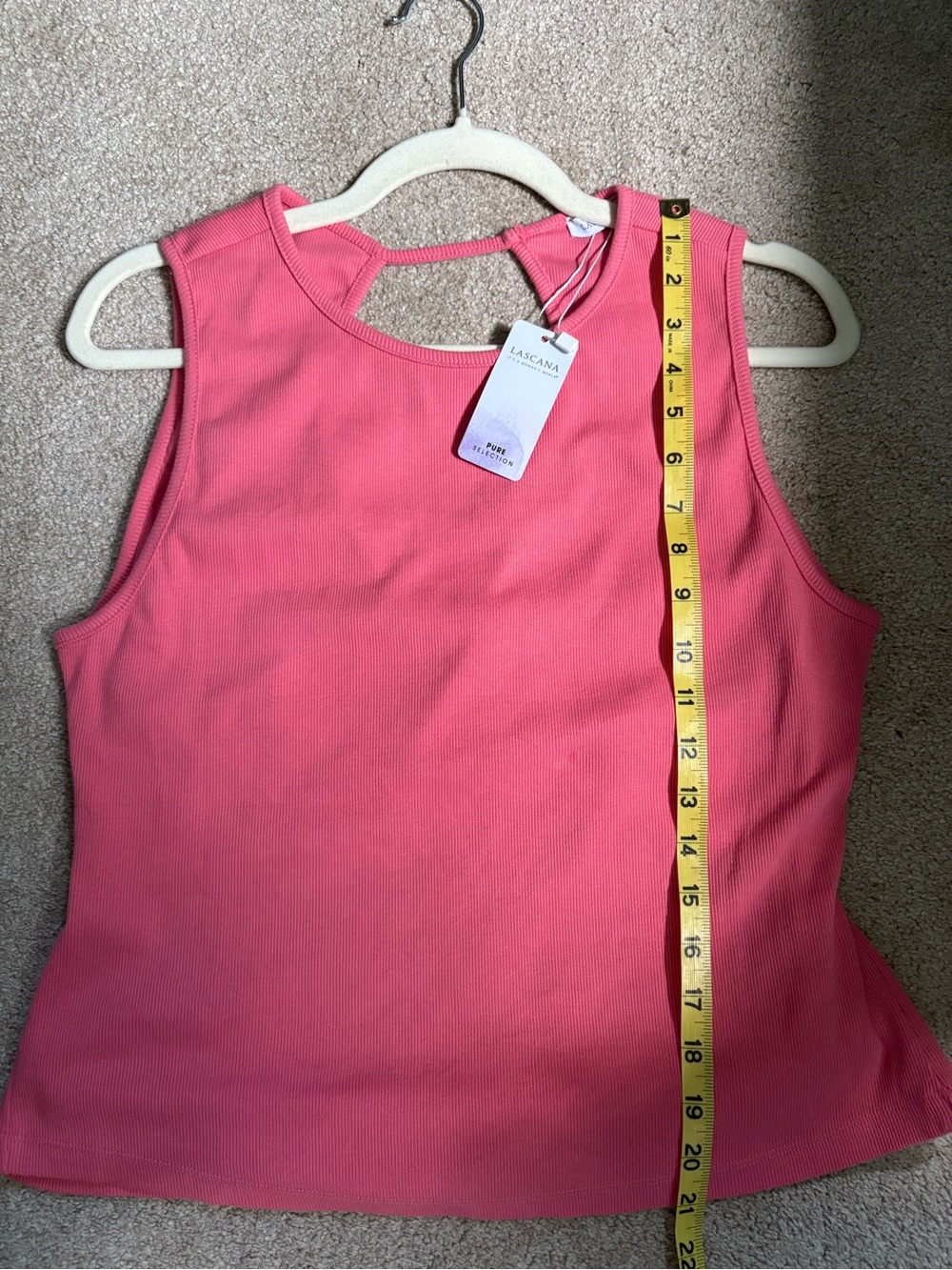 Lascana Women’s Open Back Cutout Crewneck Tank Top Coral Solid Size 12/14 - Picture 9 of 9